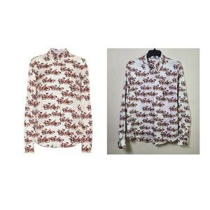 Gabriella Hearst 100% Silk Shirt Top Horse Race Print Preppy Quiet Luxury US 10